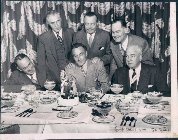 1953 Milwaukee Braves Fun Before The Opener w/ Warren Giles Ford Frick Featuring Rittger Statues "The Sporting News Collection Archives" Original Type 1 7 1/2" x 9 3/4" Photo (TSN /MEARS Photo LOA)