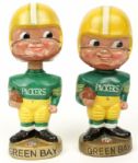 1968-70 Green Bay Packers Gold Round Base Nodder - Lot of 2