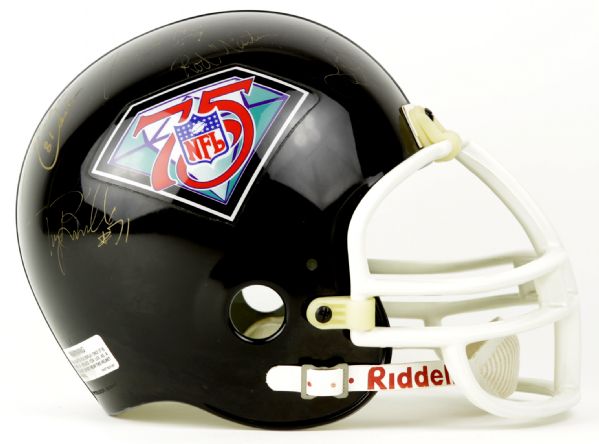 1994 NFL 75th Anniversary Signed Full Size Riddell Replica Helmet W/ 12 Signatures - Elway, Nitschke, Ham, Martin, Warfield, Etc. - JSA