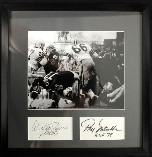 Ray Nitschke & Willie Davis Green Bay Packers Signed Cut Display - JSA