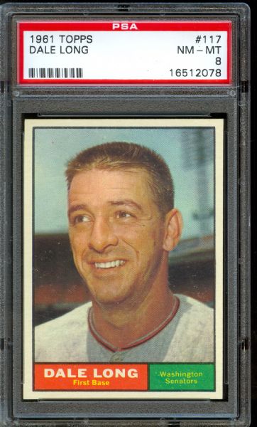 1961 Topps Senators Dale Long #117 PSA NM-MT 8