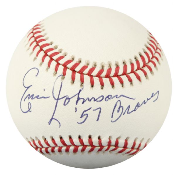 1994-99 Ernie Johnson Milwaukee Braves Single Signed ONL (Coleman) Baseball - JSA