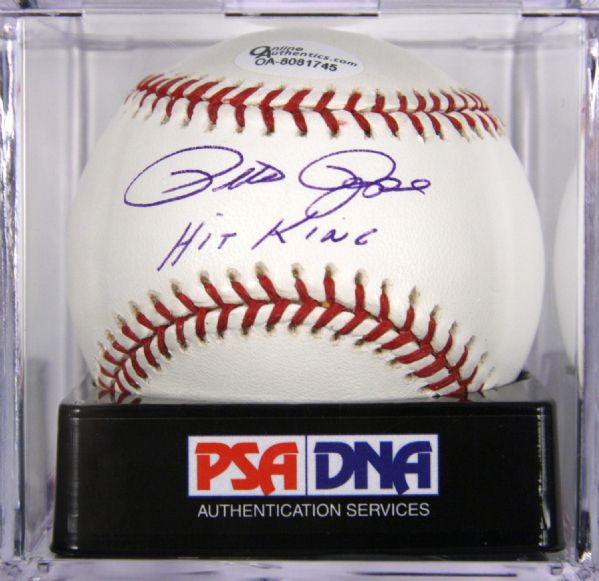 Pete Rose Reds Single Signed & Inscribed "Hit King" OML (Selig) Baseball PSA/DNA GEM MT 10