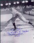 1942 depiction Tommy Byrne New York Yankees Signed 8" x 10" Photo - JSA