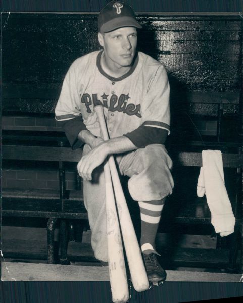 1948-49 Richie Ashburn Philadelphia Phillies 2 year style jersey George Dorril  "The Sporting News Collection Archives" Original Type 1 Production Art (TSN Hologram/MEARS Photo LOA)