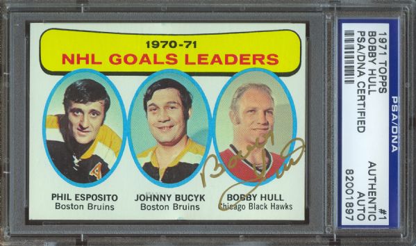 1971 Topps Goal Leaders Bobby Hull #1 Signed Card (PSA/DNA)