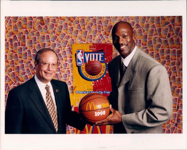 1988-93 Michael Jordan Chicago Bulls "Chicago Sun-Times" Original Type 1 Photo One With Adversary Jerry Krause - Lot of 14  (Sun Times Hologram/MEARS Type 1 Photo LOA)