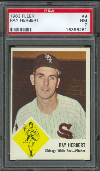 1963 Fleer White Sox Ray Herbert #9 PSA NM 7