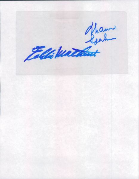 1957 stars Warren Spahn Eddie Matthews Milwaukee Braves Signed Plastic 4" x 7" Transparency - JSA