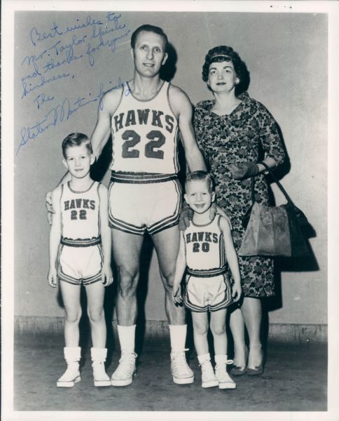 1959 Slater Martin Hawks "The Sporting News Collection Archives" Original Type 1 Production Art (Sporting News Collection Hologram/MEARS Type 1 Photo LOA) Twice Signed - JSA
