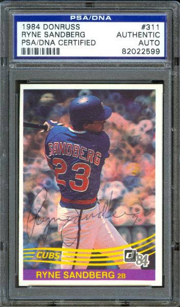 1984 Donruss Cubs Ryne Sandberg Signed Card #311 (PSA/DNA)