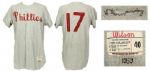 1959 Chico Fernandez Philadelphia Phillies Game Worn Road Jersey - Broke the Color Barrier in Philadelphia - (MEARS A9)
