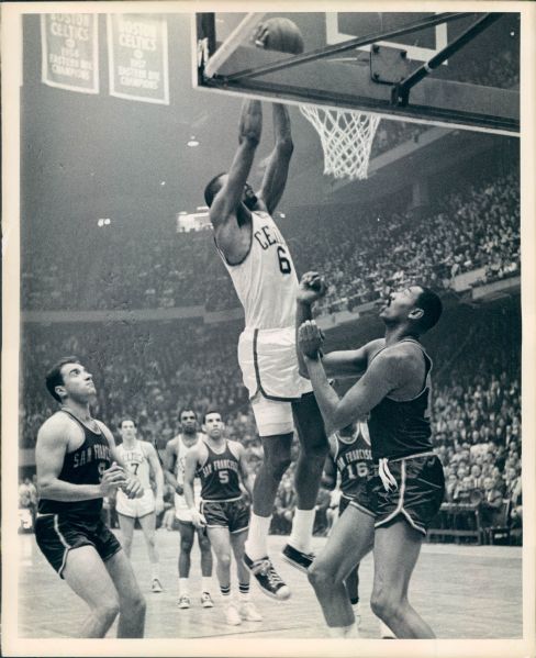 1962-65 circa Wilt Chamberlain SF Warriors vs. Bill Russell Celtics "TSN Collection Archives" Original Type 1 8" x 10" Photo (Sporting News Collection Hologram/MEARS Type 1 Photo LOA)