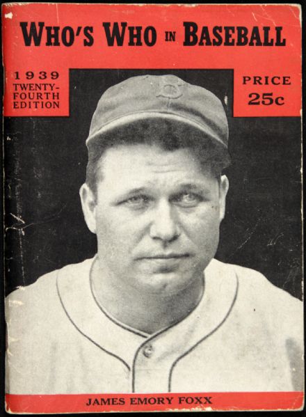 1939 Whos Who in Baseball Annual - Jimmie Foxx Boston Red Sox