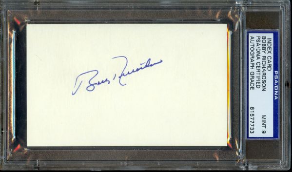 Bobby Richardson Yankees Signed Index Card (PSA/DNA MINT 9)
