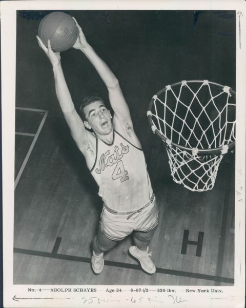 1955 Dolph Schayes Syracuse Nationals "The Sporting News Collection Archives" Original Type 1 8" x 10" Photo (Sporting News Collection Hologram/MEARS Type 1 Photo LOA)