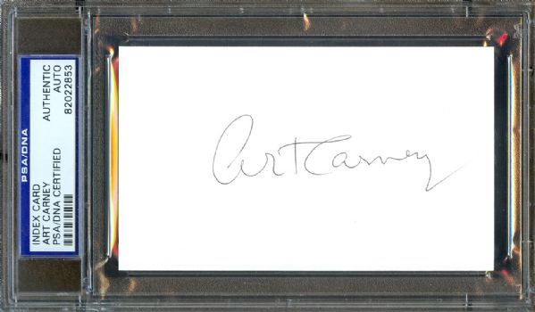 Honeymooners Art Carney Signed Index Card (PSA/DNA)