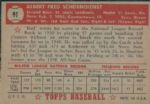 1952 Red Schoendienst St. Louis Cardinals Topps Trading Card