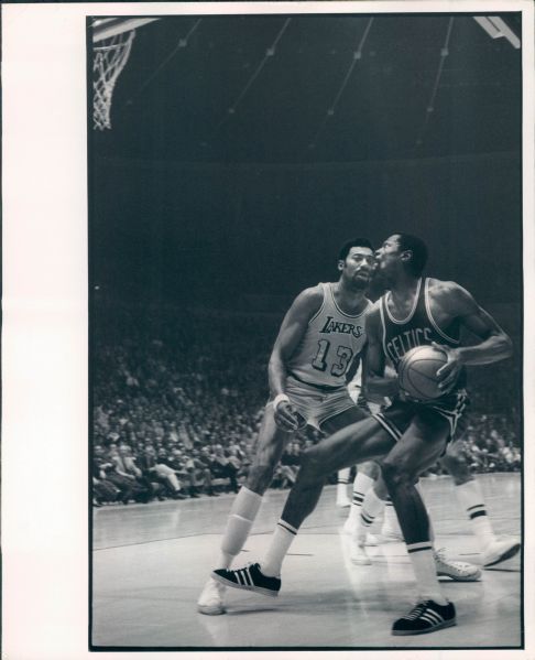 1969 circa Wilt Chamberlain Lakers vs. Bill Russell Celtics "TSN Collection Archives" Original Type 1 8" x 10" Photo (Sporting News Collection Hologram/MEARS Type 1 Photo LOA)