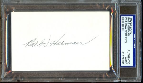 Babe Herman Signed Index Card (PSA/DNA)