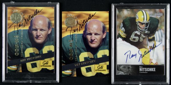 1994-97 Ray Nitschke Green Bay Packers Signed Card - Lot of 3 Certified - JSA