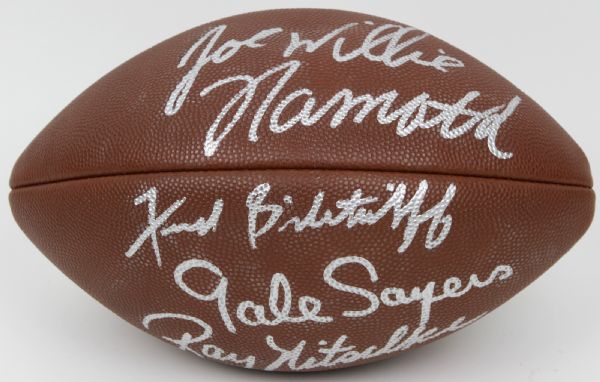 1990s NFL Hall of Famers Multi Signed Football w/ Ray Nitschke Joe Namath Gale Sayers Dick Butkus - JSA