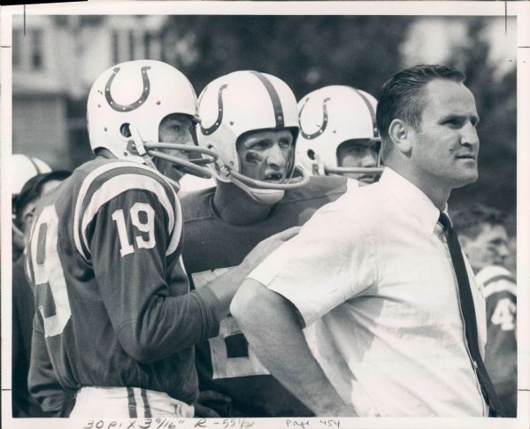 1967 Johnny Unitas and Don Shula Baltimore Colts "TSN Collection Archives" Original Type 1 8" x 10" Photo (Sporting News Collection Hologram/MEARS Type 1 Photo LOA)