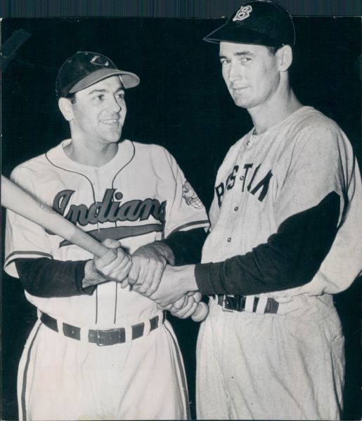 Ted Williams and Lou Boudreau Red Sox Indians  "The Sporting News Collection Archives" Original Type 1 Photo (Sporting News Collection Hologram/MEARS Type 1 Photo LOA)