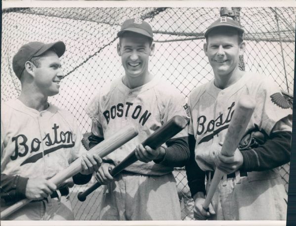 1946 Tommy Holmes, Ted Williams, and Max West - Boston Red Sox "The Sporting News Collection Archives" Original Type 1 8"x10" Photo (Sporting News Collection Hologram/MEARS Type 1 Photo LOA)
