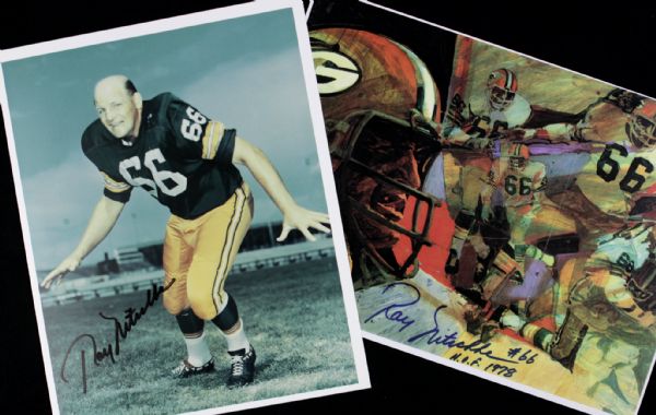 1990s Ray Nitschke Green Bay Packers Signed 8" x 10 Photo - Lot of 2 - JSA 
