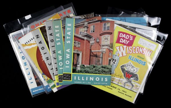 1956 University of Illinois Program Collection Lot of 13 Ray Nitschke Sophomore Season First Season Playing Green Bay Packers Legend