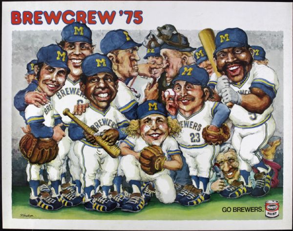 1975 Milwaukee Brewers 19" x 24" Mautz Paint Poster