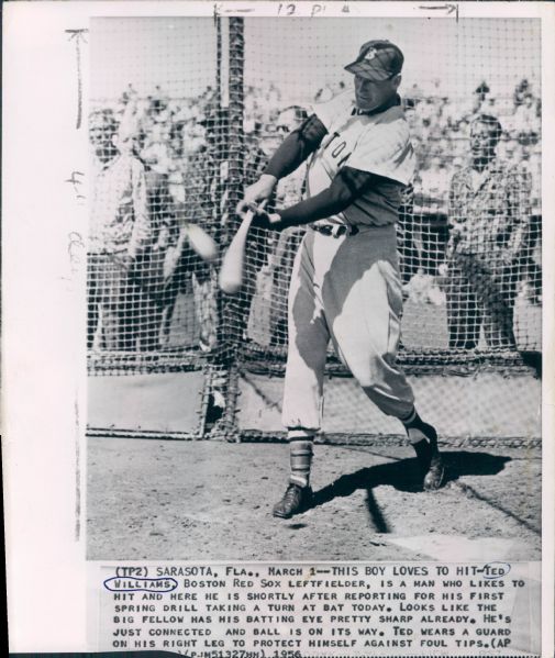 1956 Ted Williams Boston Red Sox "The Sporting News Collection Archives" Original Type 1 8"x10" Photo (Sporting News Collection Hologram/MEARS Type 1 Photo LOA)