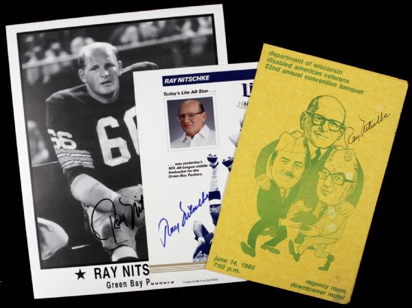 1980-98 Ray Nitschke Green Bay Packers Signed Photo - Lot of 3 - JSA
