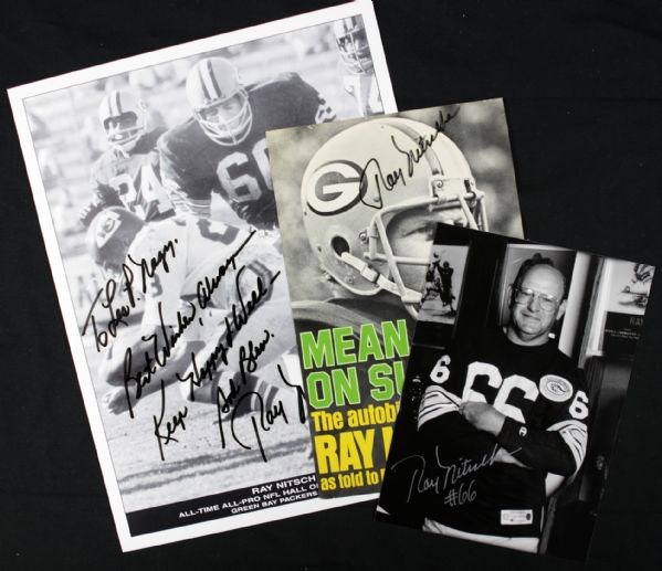 1990 Ray Nitschke Green Bay Packers Signed Photo - Lot of 3 - JSA