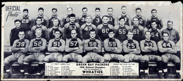 1936 Green Bay Packers NFL Champions Wheaties Premium Panoramic (10 1/2" x 4 1/2")