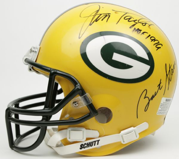 1990s Green Bay Packers Hall of Famers Multi Signed Full Size Helmet w/ Bart Starr Ray Nitschke Paul Hornung Jim Taylor - JSA NFL Collectibles Letter