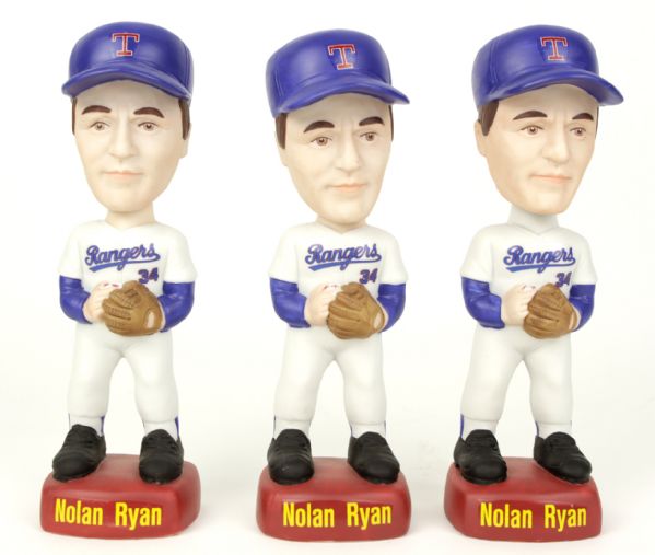 1992 Nolan Ryan Texas Rangers SAM Bobbing Head Doll - Lot of 3