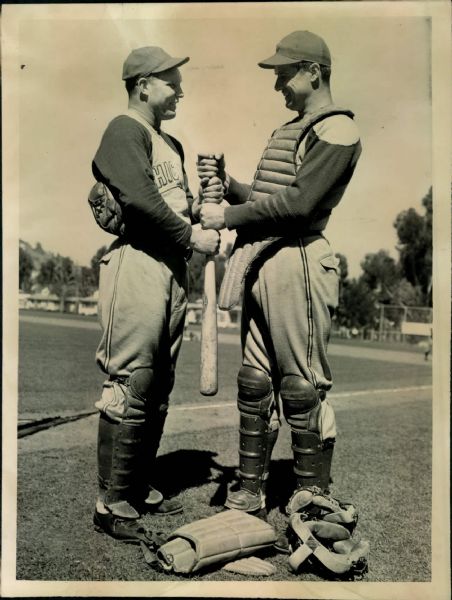 1941 Bob Scheffing, Clyde McCullough Chicago Cubs "The Sporting News Collection Archives" Original Type 1 Photo (Sporting News Collection Hologram/MEARS Type 1 Photo LOA)