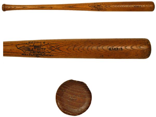 1925-29 circa Bucky Harris Hanna Batrite Professional Model Game Used  Bat (MEARS A8)