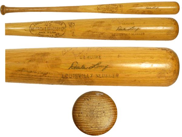 1957 Dale Long Chicago Cubs H&B Louisville Slugger Professional Model Vintage Autographed Game Used Bat (MEARS A9)