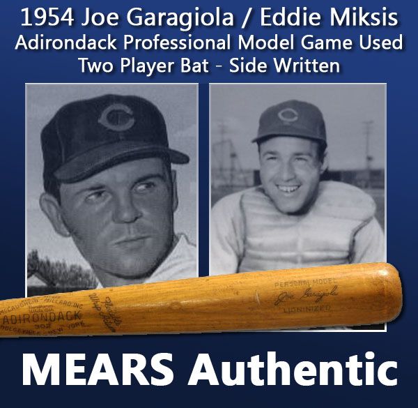 1954 Joe Garagiola / Eddie Miksis Adirondack Professional Model Game Used Two Player Bat - Side Written (MEARS Auction LOA)