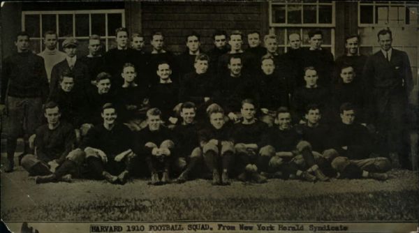 1910 Team Photo Harvard Football Team "The Sporting News Collection Archives" Original Type 1 3.5" x 6.5" Photo (Sporting News Collection Hologram/MEARS Type 1 Photo LOA)