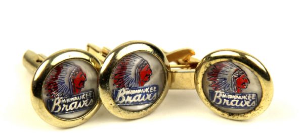 1950s Milwaukee Braves Souvenir Cufflink and Tie Clasp Set 
