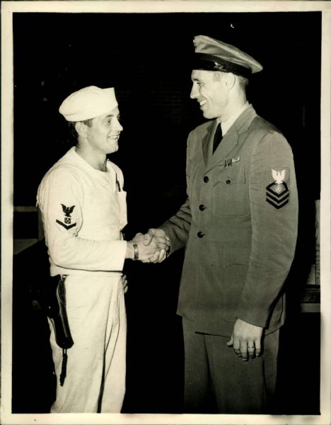 1945 Bob Feller Cleveland Indians  "The Sporting News Collection Archives" Original Type 1 Photo (Sporting News Collection Hologram/MEARS Type 1 Photo LOA)