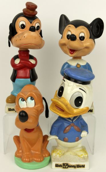 1960s Walt Disney World  Bobbing Heads Nodders Set of (4) - Daffy Duck Goofy Pluto & Mickey Mouse