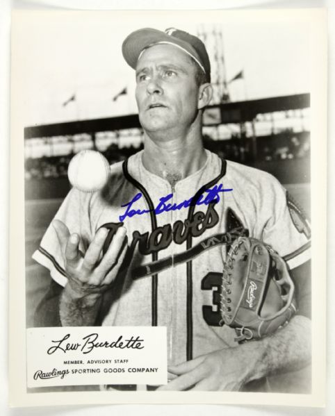 1953-65 Lou Burdette Milwaukee Braves Signed Photo - Lot of 3 JSA