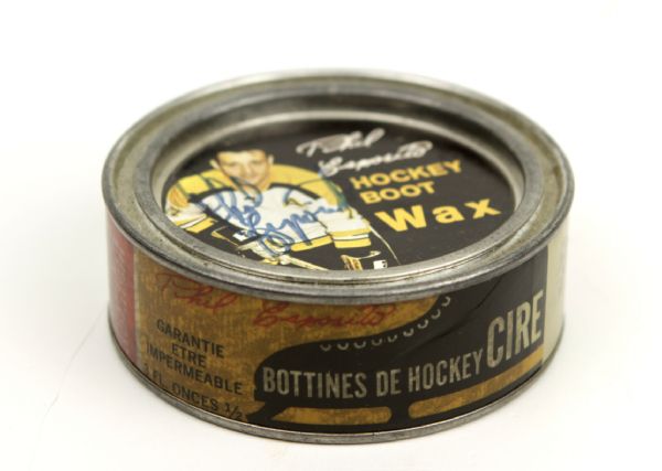 Signed Phil Esposito Hockey Boot Wax - Boston Bruins (PSA Certified)
