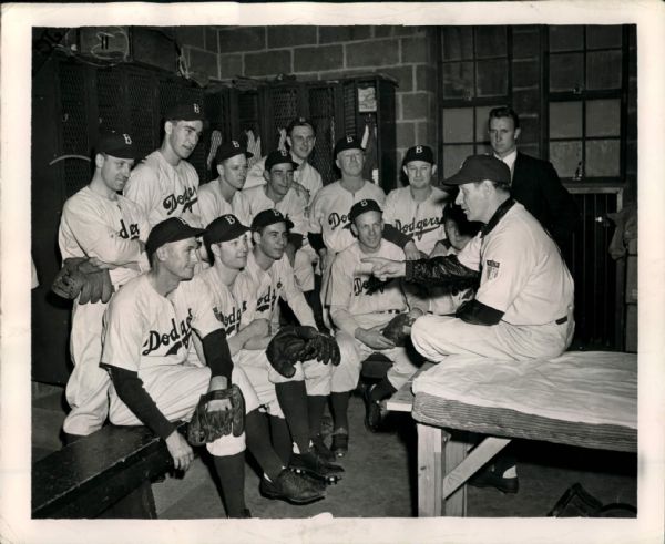 1944 Leo Durocher Giving Brooklyn Dodgers Talk "The Sporting News Collection Archives" Original Type 1 8" x 10" Photo (Sporting News Collection Hologram/MEARS Type 1 Photo LOA)
