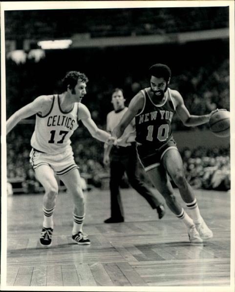 1967-77 circa Walt Frazier NY Knicks vs. John Havlicek Boston Celtics Type 1 8" x 10" Photo SPORT Magazine Collection Hologram (MEARS Type 1 Photo LOA)